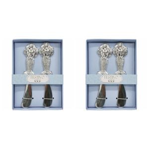 2x 2pc LVD Metal Mermaid Spreaders Cutlery Set - Silver