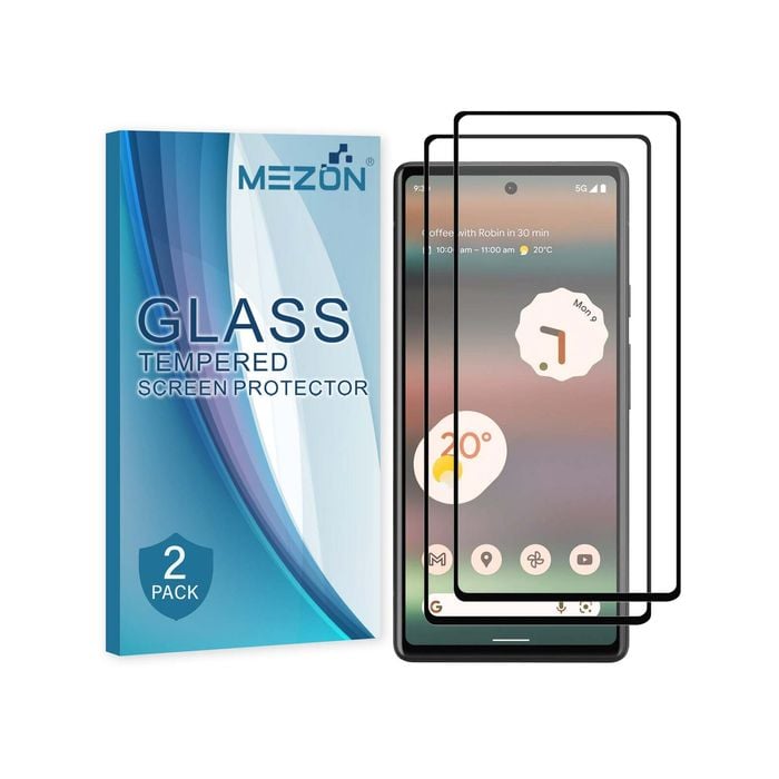 2 Pack MEZON Google Pixel 6a (6.1") Full Cover Tempered Glass Screen Protectors