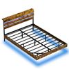 Ufurniture Floating Double Bed, Metal Bed Frame Walnat