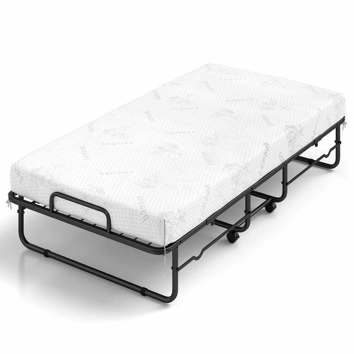 Costway Folding Bed Frame & Mattress Rollaway Guest Bed