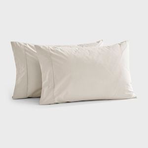 Dreamaker 300tc Cotton Percale Standard Pillowcase Oat Twin Pack