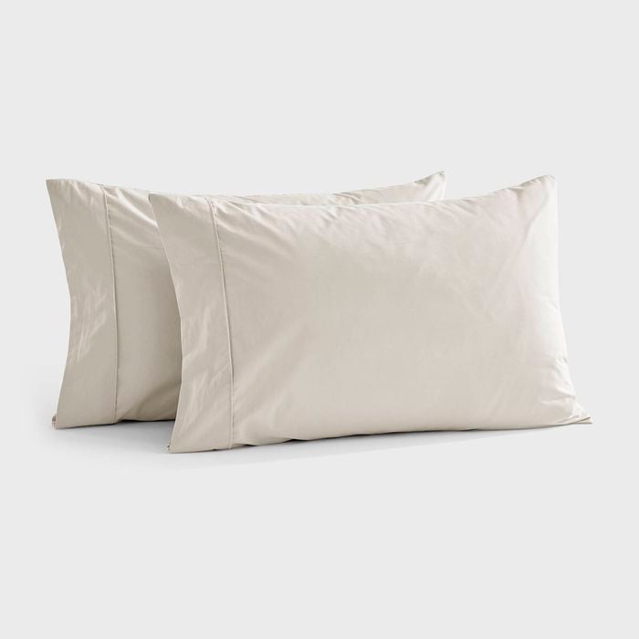 Dreamaker 300tc Cotton Percale Standard Pillowcase Oat Twin Pack