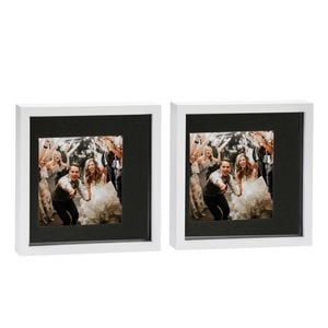 Nicola Spring 10" x 10" White 3D Box Photo Frames - 6" x 6" Mount - Pack of 2