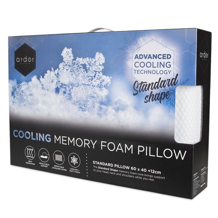 Ardor 60 x 40cm White Cooling Memory Foam Pillow Standard