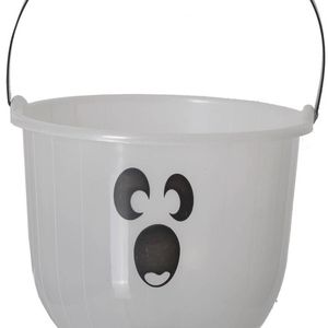 Friendly White Ghost Glow in the Dark Trick or Treat Bucket
