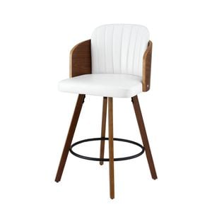 Artiss 58cm Seat Height Wooden Bar Stools Swivel Kitchen Counter Stool Chair with PU Seat Backrest