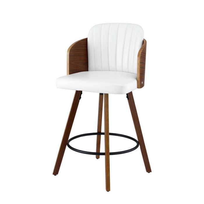 Artiss 58cm Seat Height Wooden Bar Stools Swivel Kitchen Counter Stool Chair with PU Seat Backrest