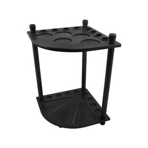 Leaf Living Arix Mahogany Corner Cue Rack, 8-cue Wooden Floor Stand With Dual-level Holders - Black