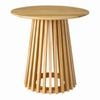 Round Slatted Coffee Side Table Wooden Natural 50*50*35cm
