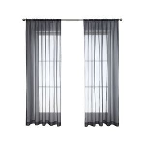 Windoware 500 x 213cm Charcoal Coco Sheer Rod Pocket Curtain - 1 Pack