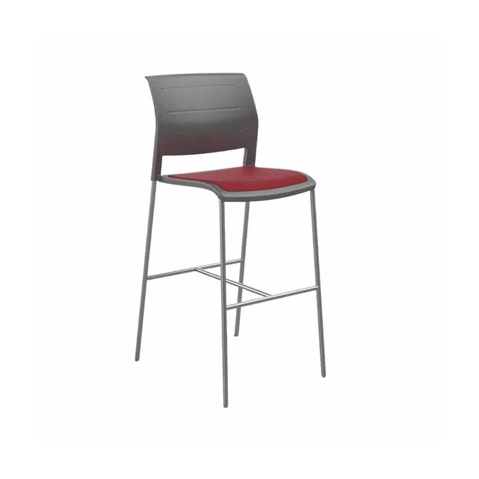 Olg Game Bar Stool Chrome Legs White Shell Tomato Red Upholstered Seat Only