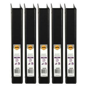 5x Marbig Clearview 4 D-ring Insert Binder A4 File 25mm Document Organiser Black