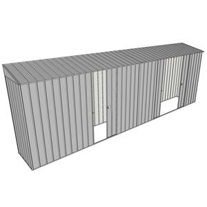 Build-a-Shed 0.8 x 6 x 2m Skillion Shed with Double and Single Sliding Side Doors - Zinc