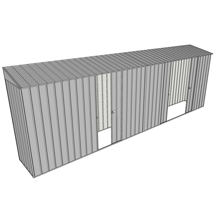 Build-a-Shed 0.8 x 6 x 2m Skillion Shed with Double and Single Sliding Side Doors - Zinc