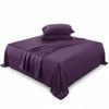 Queen Bed Sheet Set 2000TC Bedding Sheets and Pillowcases, Deep Pocket Flat Fitted, Purple