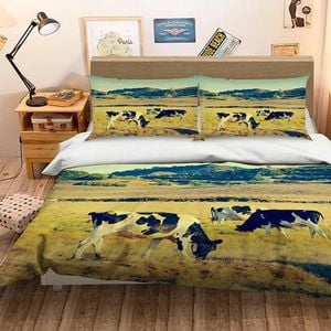 3D Cow Eating Grass 005 Bedding Set Pillowcases Quilt Duvet Cover Set Queen King