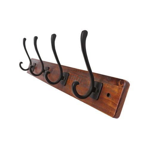 Adoored 600mm Black 4 Hook Rustic Hat and Coat Rack Bunnings Australia