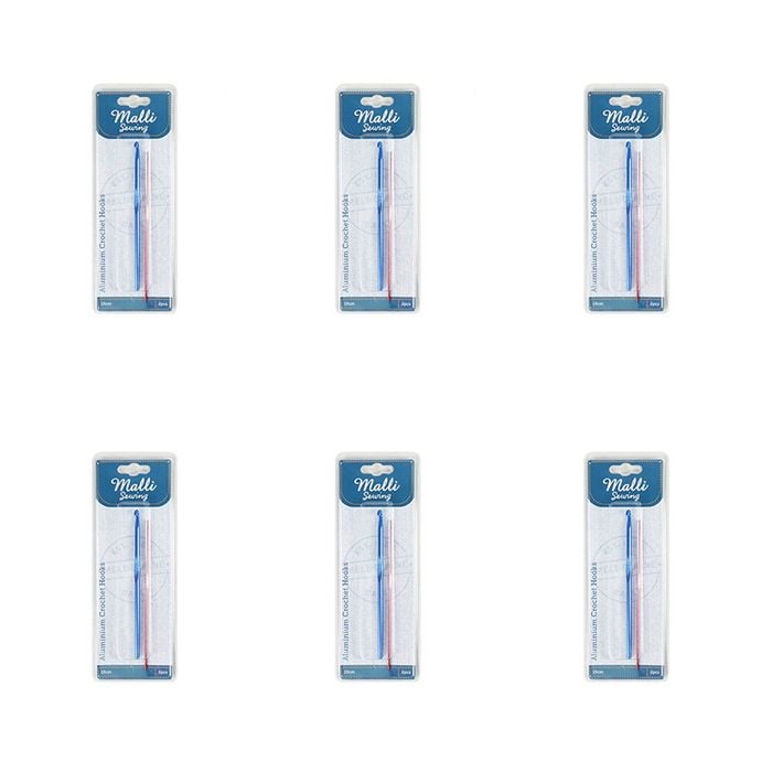 6x 2pc Malli Aluminium Crochet Needle Hook Set Yarn Crafting/knitting Tools