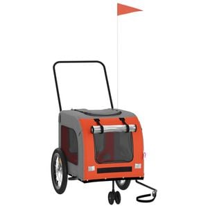 vidaXL Pet Bike Trailer Dog Stroller Orange and Grey Oxford Fabric and Iron