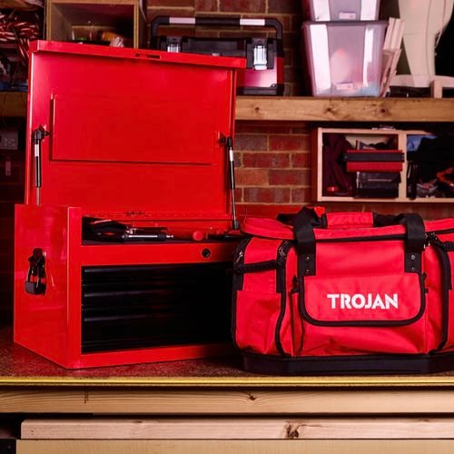 Trojan chest of 3 draws with tools on it