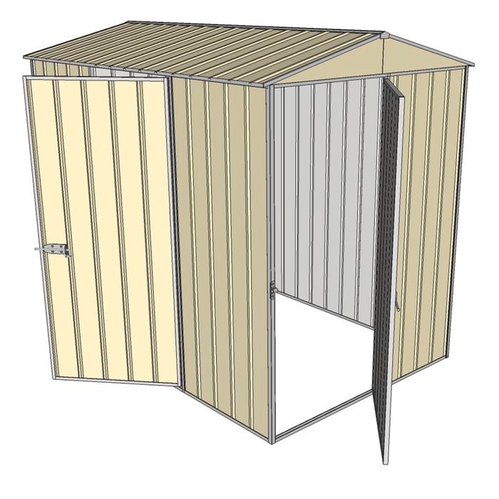 Build-a-Shed 1.5 x 2.3 x 2.3m Narrow Front Gable Dual Single Hinged Door Shed - Cream