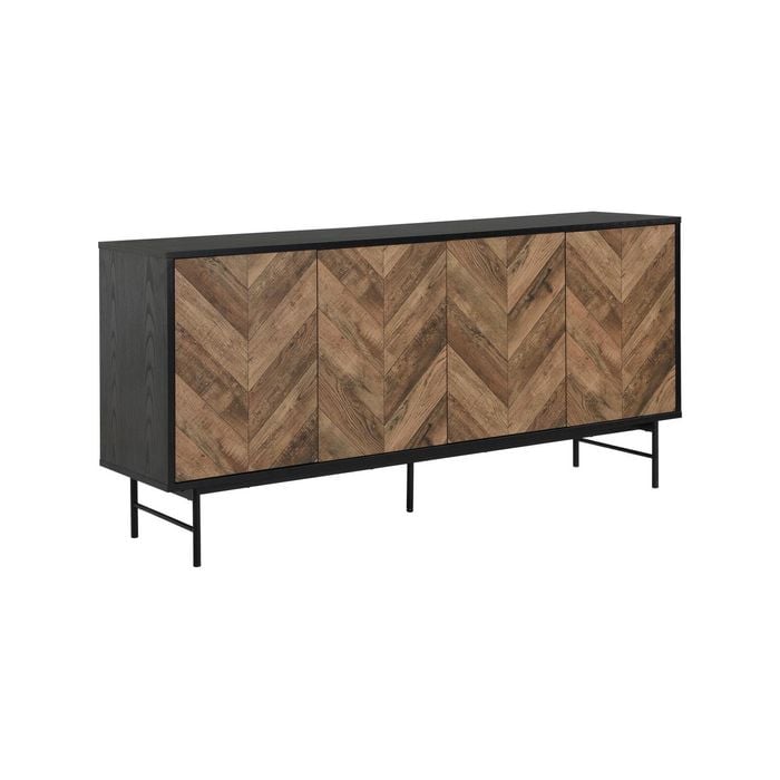 Verona Buffet Sideboard Industrial Storage Cupboard 4 doors woodgrain and black