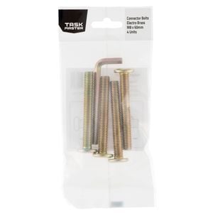 Taskmaster M8 x 60mm Brass Connector Bolt - 4 Pack 