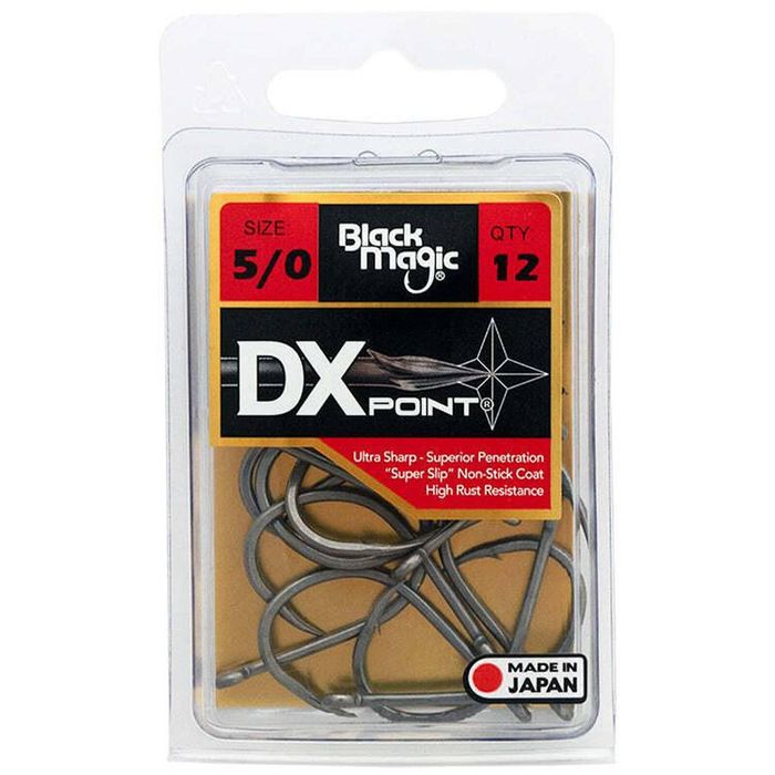 Black Magic DX Point PTFE Coated Fishing Hook Economy Pack 5/0