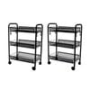 SOGA 2X 3 Tier Black Steel Bee Mesh Kitchen Cart with Wheels