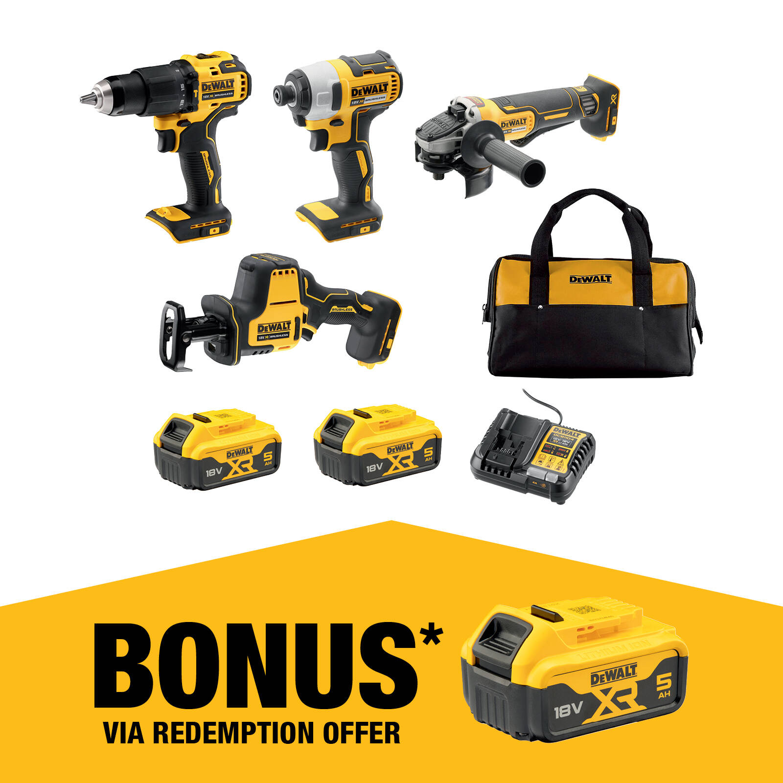 DeWALT 18V XR Piece Combo Kit DCZ409P2-XE Bunnings New