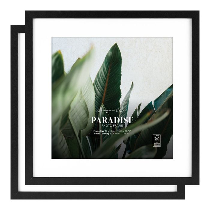 Cooper & Co. 15.75 x 15.75inch Mat to 12 x 12inch Set of 2 Black Premium Paradise Wooden Photo Frames