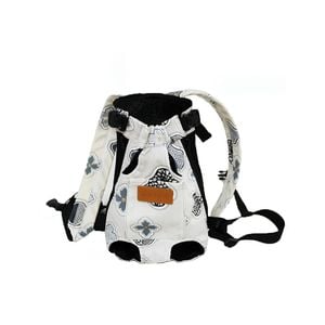 Anypet Small Gray Flower Print Denim Pet Carrier Backpack – Breathable Travel Bag With Pockets For Small Pets