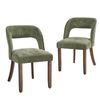 Oikiture 2x Dining Chairs Chenille Upholstery Chair Rubberwood Legs Green