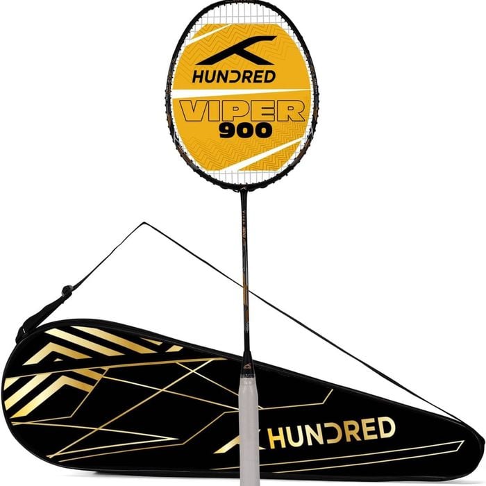 Hundred VIPER 900 - Strung Badminton racquet ,Black/grey