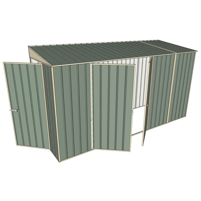 Build-A-Shed 1.2 x 3.7 x 2.0m Skillion Double Hinged Side Doors Shed - Green