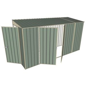 Build-A-Shed 1.2 x 3.7 x 2.0m Tunnel Shed Tunnel Hinged Door with Double Hinged Doors - Green
