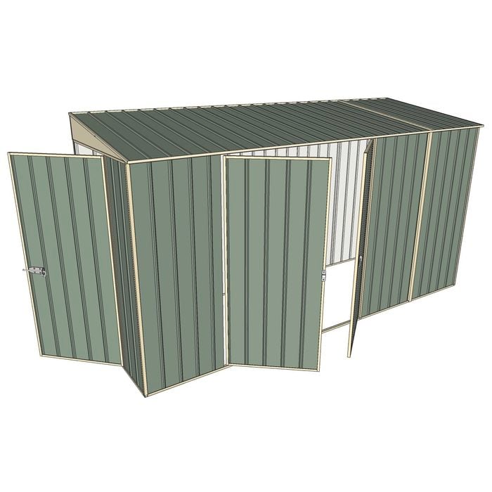 Build-A-Shed 1.2 x 3.7 x 2.0m Tunnel Shed Tunnel Hinged Door with Double Hinged Doors - Green