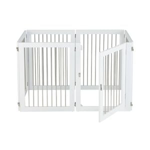 Costway 366cm 6-panel Wood Pet Gate Dog Fence Foldable Barrier White