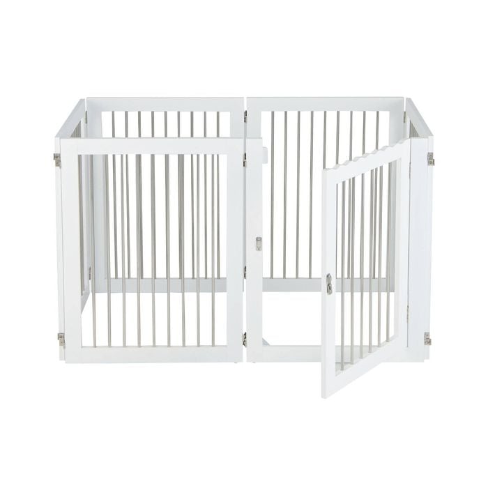 Costway 366cm 6-panel Wood Pet Gate Dog Fence Foldable Barrier White