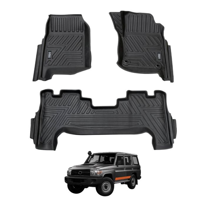 AUSGO Car Floor Mats for Toyota LandCruiser 76 Series LC76 2012-2023 All-Weather Floor Liners