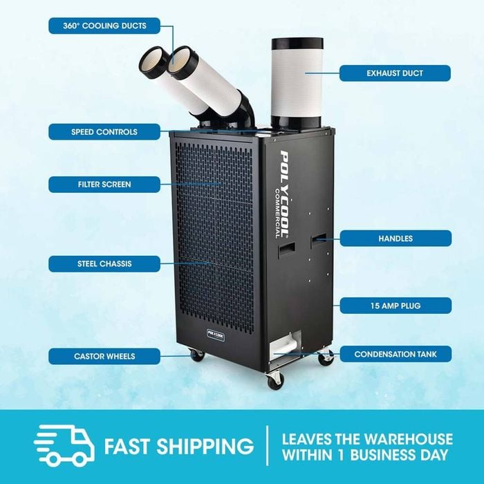 POLYCOOL Portable Industrial Spot Cooler, with Twin Cooling