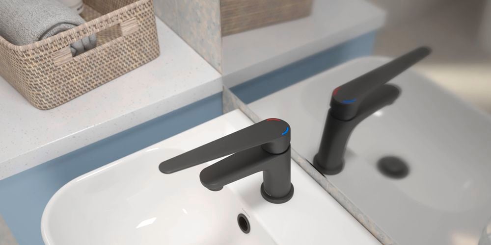 Matt black taps by Homecare by Caroma for carousel image 2