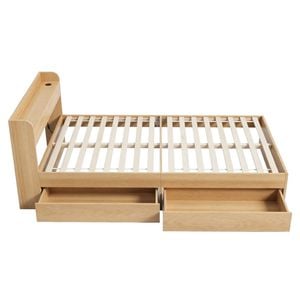 Artiss Single Bed Frame With 2 Storage Drawers Platform Bed Base With Usb Ports Natural