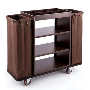 Lauft 300L Housekeeping Trolley, 3-Tier Janitorial Cart with 5" Silent Wheels