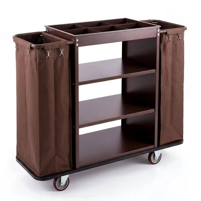 Lauft 300L Housekeeping Trolley, 3-Tier Janitorial Cart with 5" Silent Wheels