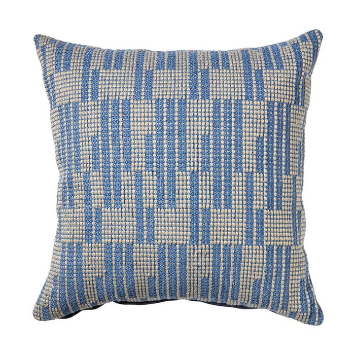 Kas Australia Sonny Outdoor Cushion Geometric Blue 50x50cm