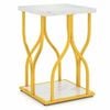 Costway Faux Marble Nightstand Side Petal End Table Shelf Metal