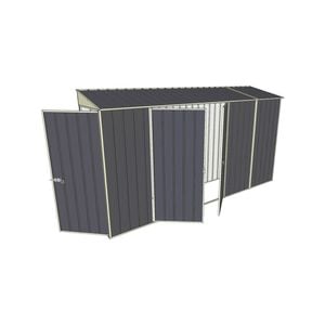 Build-a-Shed 0.8 x 3.7 x 2m Hinged Door Tunnel Shed with Double Hinged Side Doors - Grey