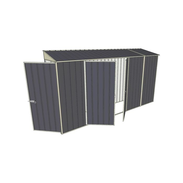 Build-a-Shed 0.8 x 3.7 x 2m Hinged Door Tunnel Shed with Double Hinged Side Doors - Grey
