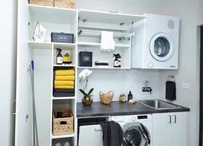 DIY Advice Image - Laundry storage ideas with flatpax utility. G Drive blob storage upload.